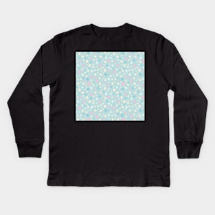 Sweet Blue Polka Dots Kids Long Sleeve T-Shirt